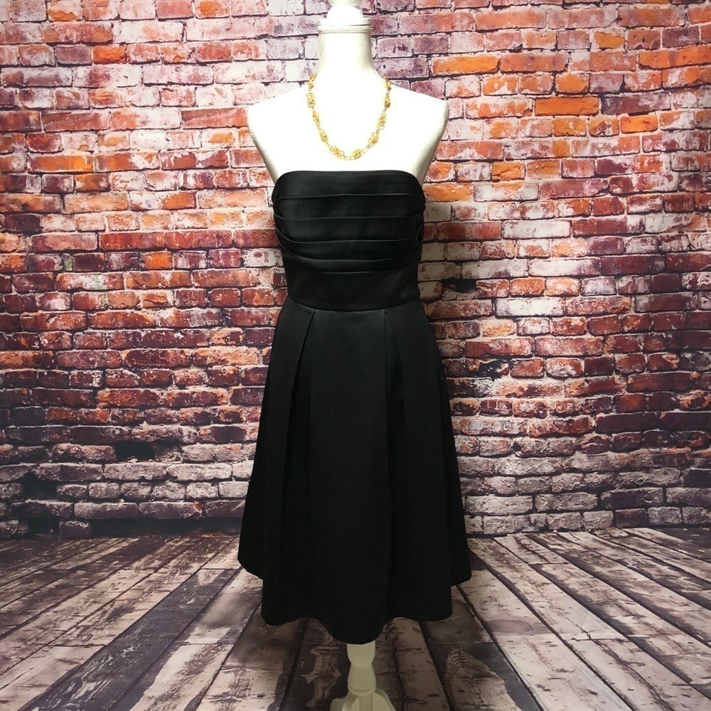 WHBM - GORGEOUS BLACK STRAPLESS MIDI DRESS SIZE 6 EUC